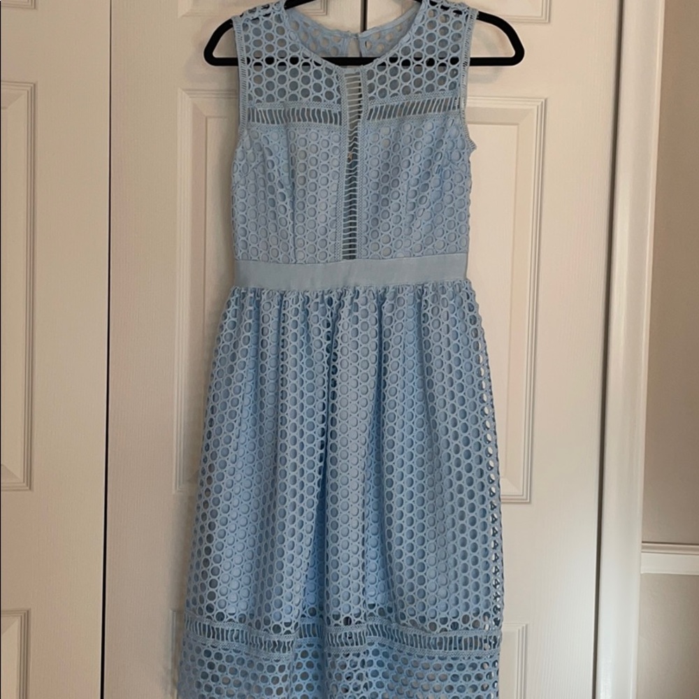 Aqua Eyelet Midi Dress